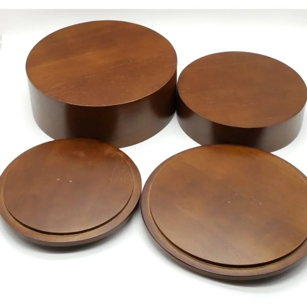 2 Stackable Natural Wood Boxes, Storage Trinkets Jewelry Décor
